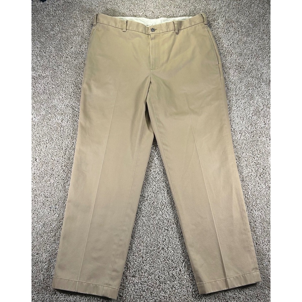 Brooks Brothers Advantage Chino Men 36x30 Tan Clark Fit Flat Front Cotton Pants